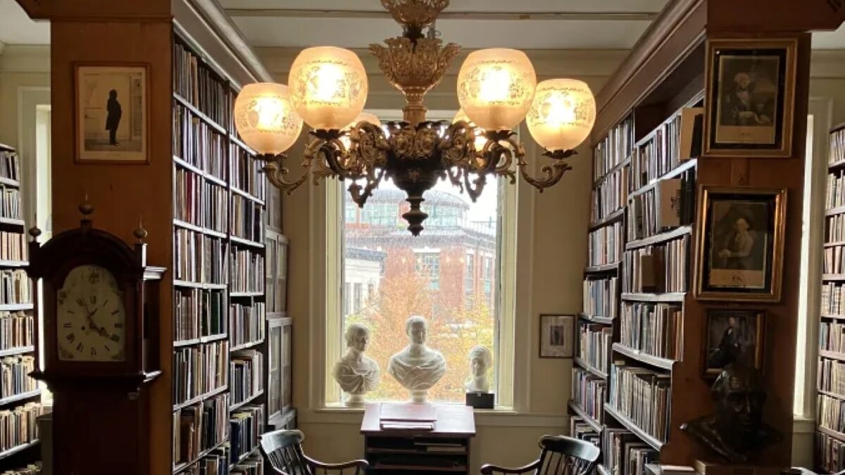 An alcove in the reading room at the Portsmouth Athenaeum, Portsmouth, New Hampshire. Photo: David Cecelski