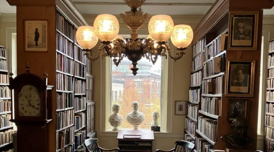 An alcove in the reading room at the Portsmouth Athenaeum, Portsmouth, New Hampshire. Photo: David Cecelski