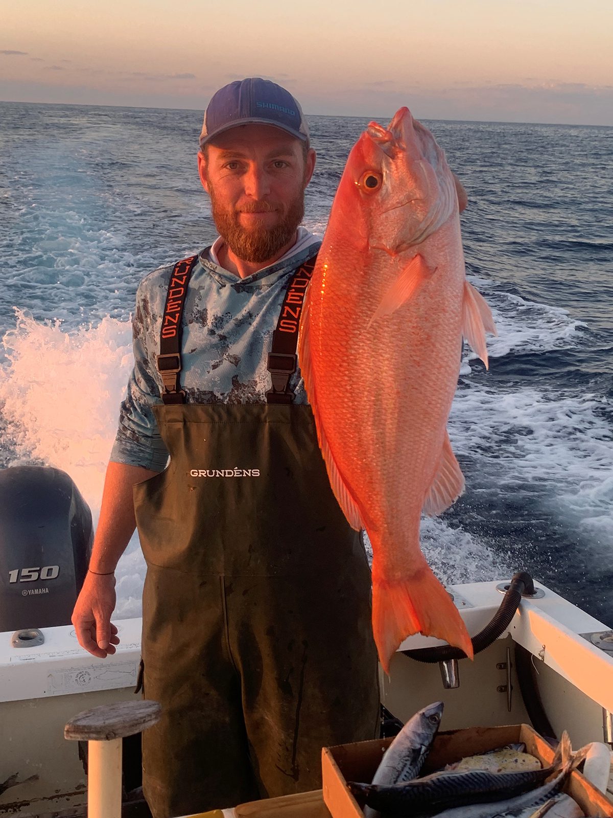 Colby Shaw of Newport poses with his state record vermilion snapper caught April 18 south of Beaufort Inlet. Photo: Division of Marine Fisheries