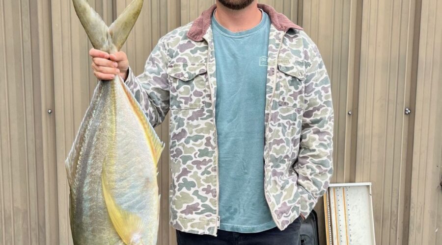 Thomas Woo of Wilmington caught the 19-pound, 3.2-ounce white trevally offshore from Wrightsville Beach on May 8, 2025. Photo: DMF