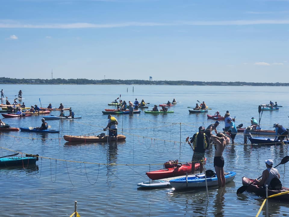 Kayakers ready to race during a previous Kayak for the Warriors in Pine Knoll Shores. Registration is open for this year's event. Photo: Kayak for the Warriors social media