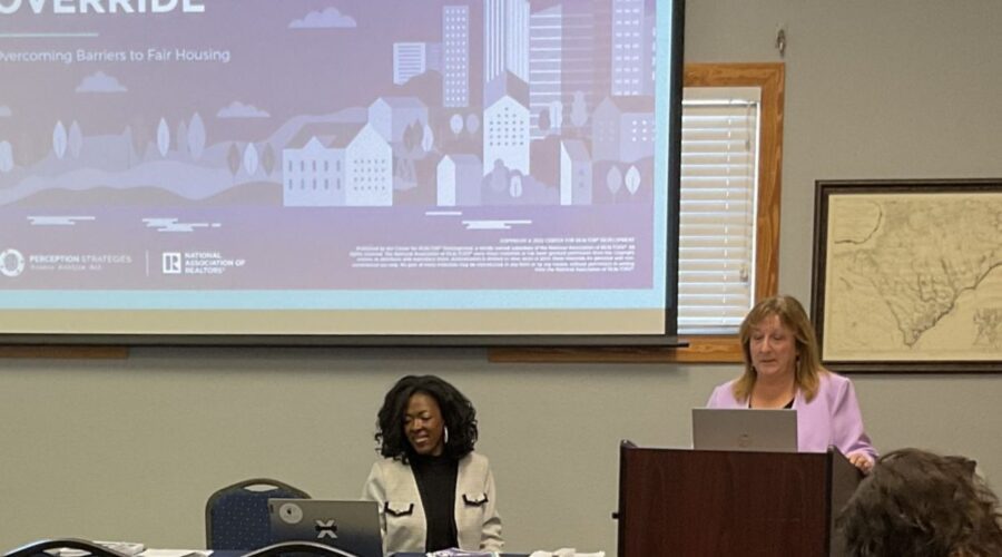 N.C. Realtors Diversity Committee 2024 Chair Tikola McCree, left, and Outer Banks Association of Realtors President Christi Bryant during a course on overcoming barriers to fair housing. Photo: Outer Banks Association of Realtors