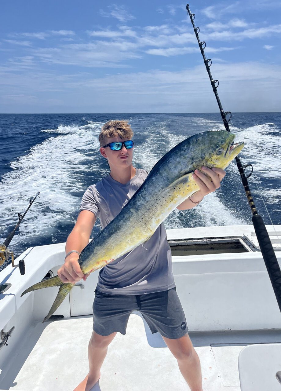 Hunter Scarborough of Havelock with a nice dolphinfish, aka mahi-mahi, caught while trolling. Photo: Contributed