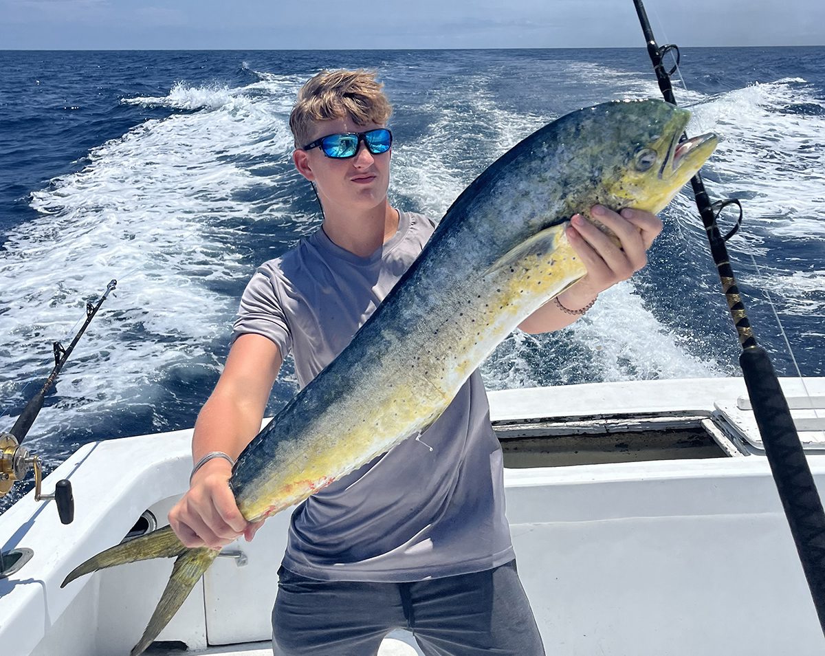 Hunter Scarborough of Havelock with a nice dolphinfish, aka mahi-mahi, caught while trolling. Photo: Contributed