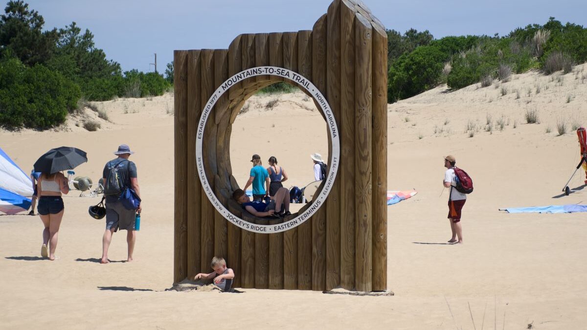 The western terminus of the North Carolina Mountains-to-Sea Trail is in Jockey’s Ridge State Park. Photo: Kip Tabb