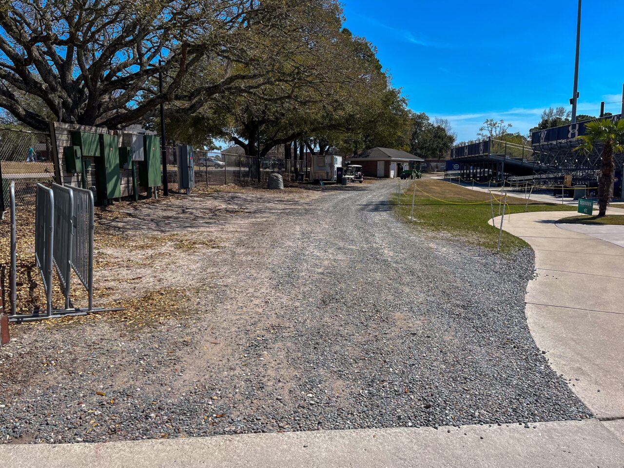 Work has begun to create a 250-foot permeable pavement service road at the newly renovated Brooks Field at the University of North Carolina Wilmington. Photo: NC Coastal Federation