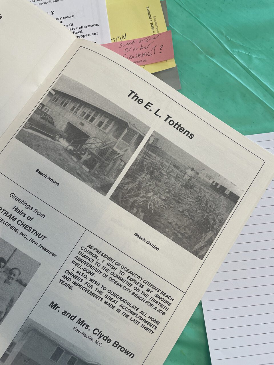 "Ms. Winnie's Seafood Cook Book" includes a photo of the community beach garden. Photo: Liz Biro