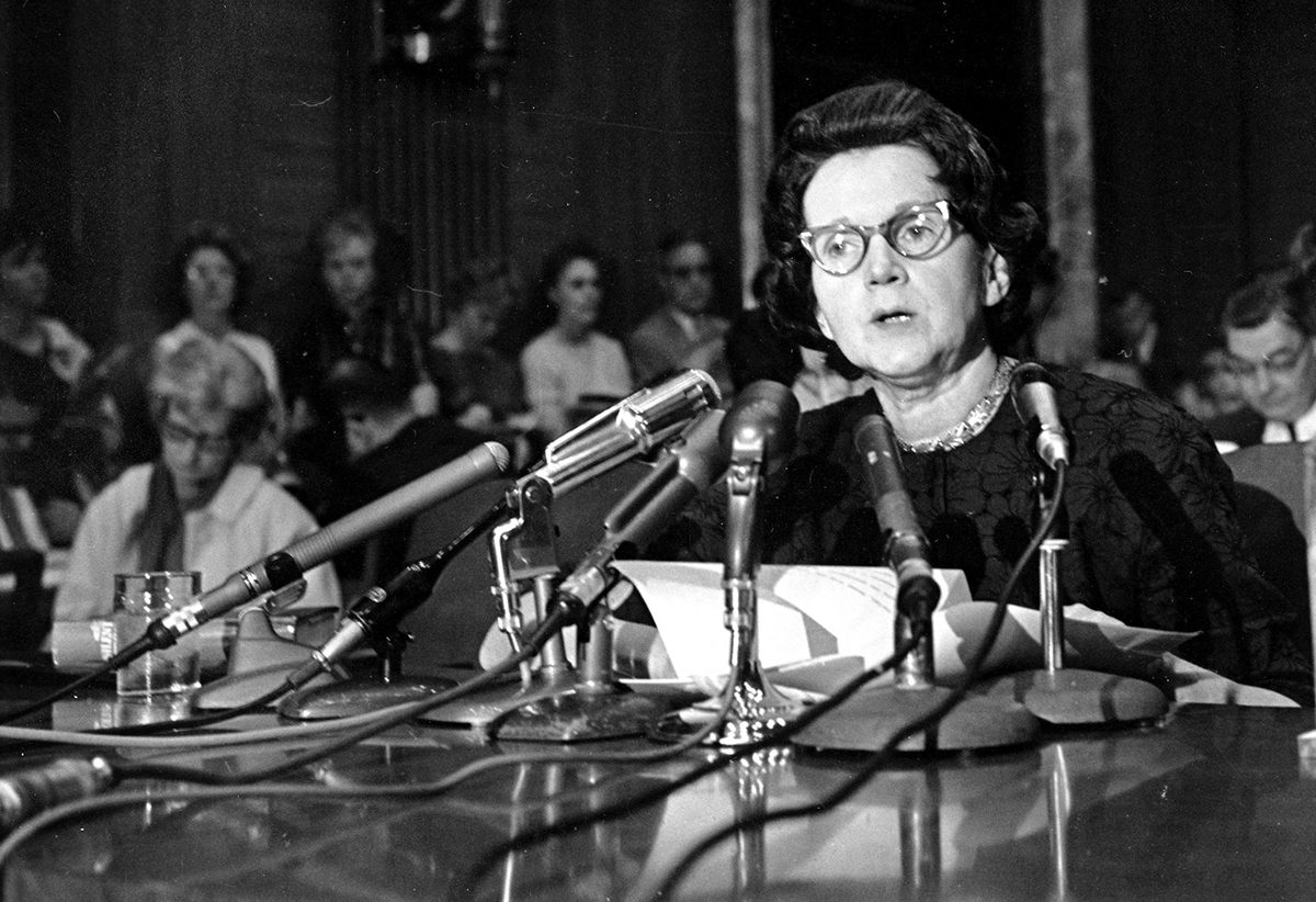Rachel Carson testifies before Congress June 4, 1963.