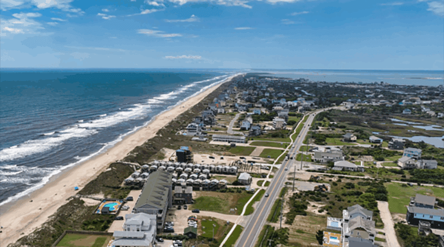 This shorebird's-eye view of Hatteras Village was provided by Dare County.