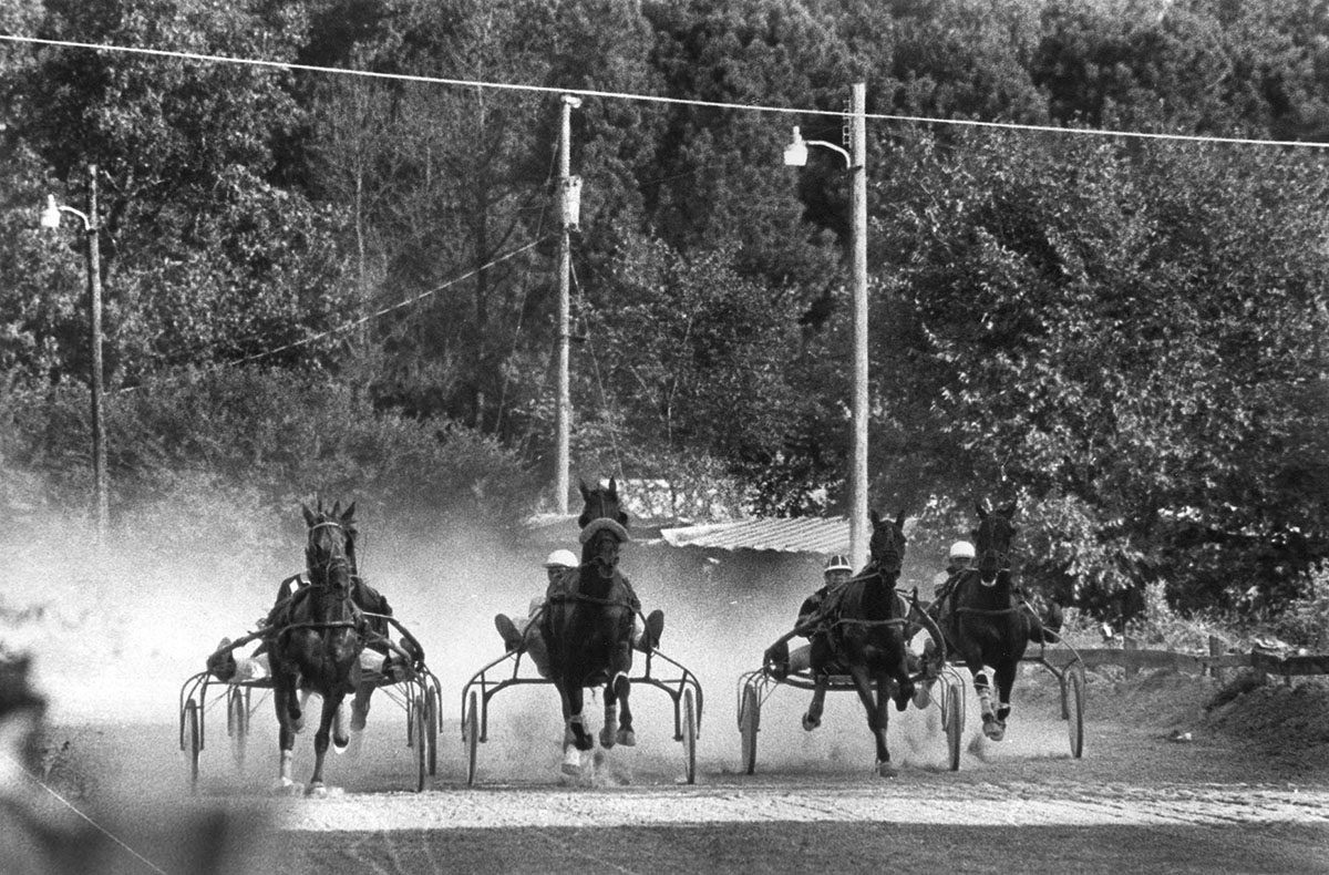 Harness racing, as depicted here in this photo from the Sept. 13, 1944, Gates County Index, was one of the biggest draws to he Atlantic District Fair.