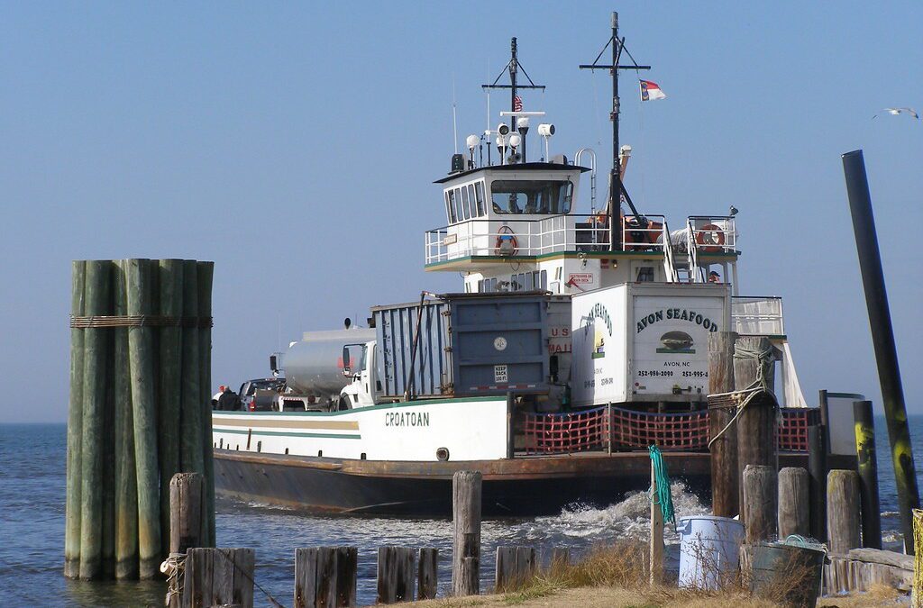 Emergency ferry Croatoan leaves Rodanthe. Photo: NCDOT