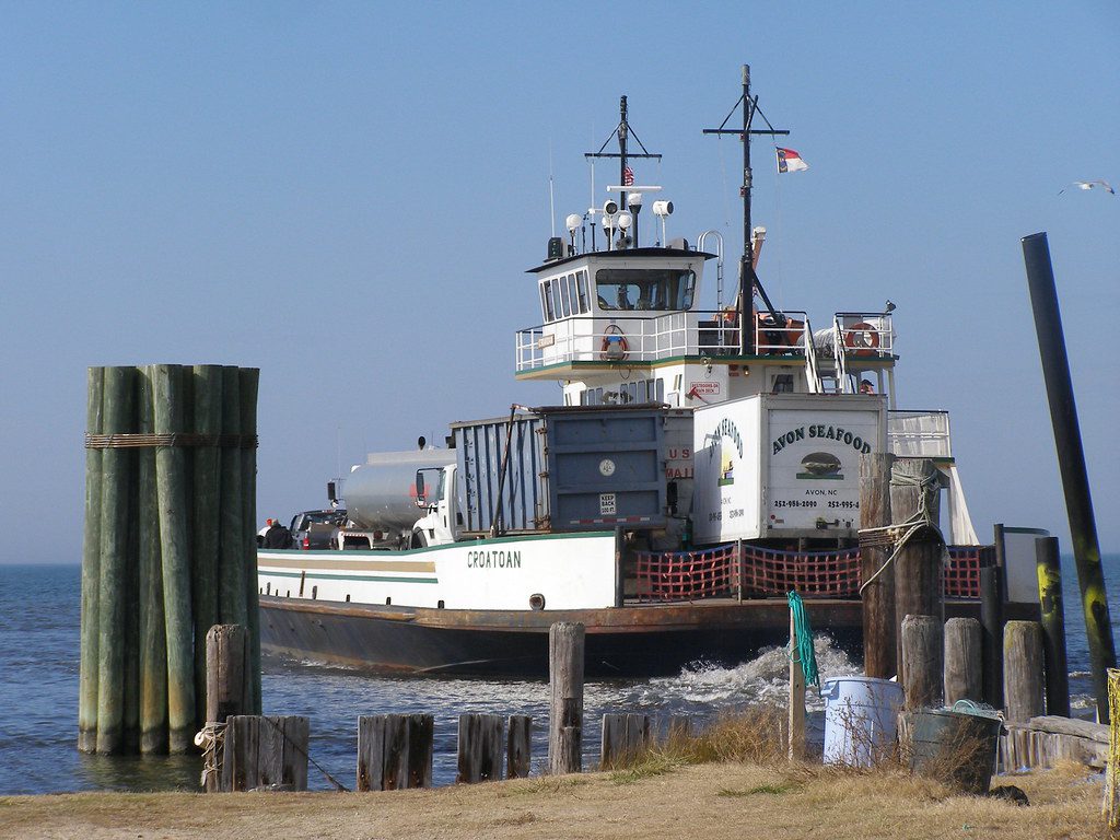 Emergency ferry Croatoan leaves Rodanthe. Photo: NCDOT
