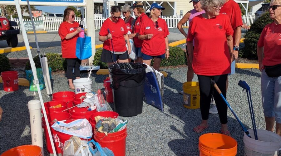 Volunteers gather for the Holden Beach Turtle Patrol beach sweep on July 19. Photo: Holden Beach Turtle Watch Program