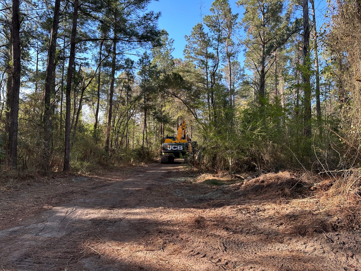 An excavator heads into a wooded area of the former Kerr-McGee Chemical Corp. site in Navassa. Photo: Greenfield Environmental Multistate Trust LLC