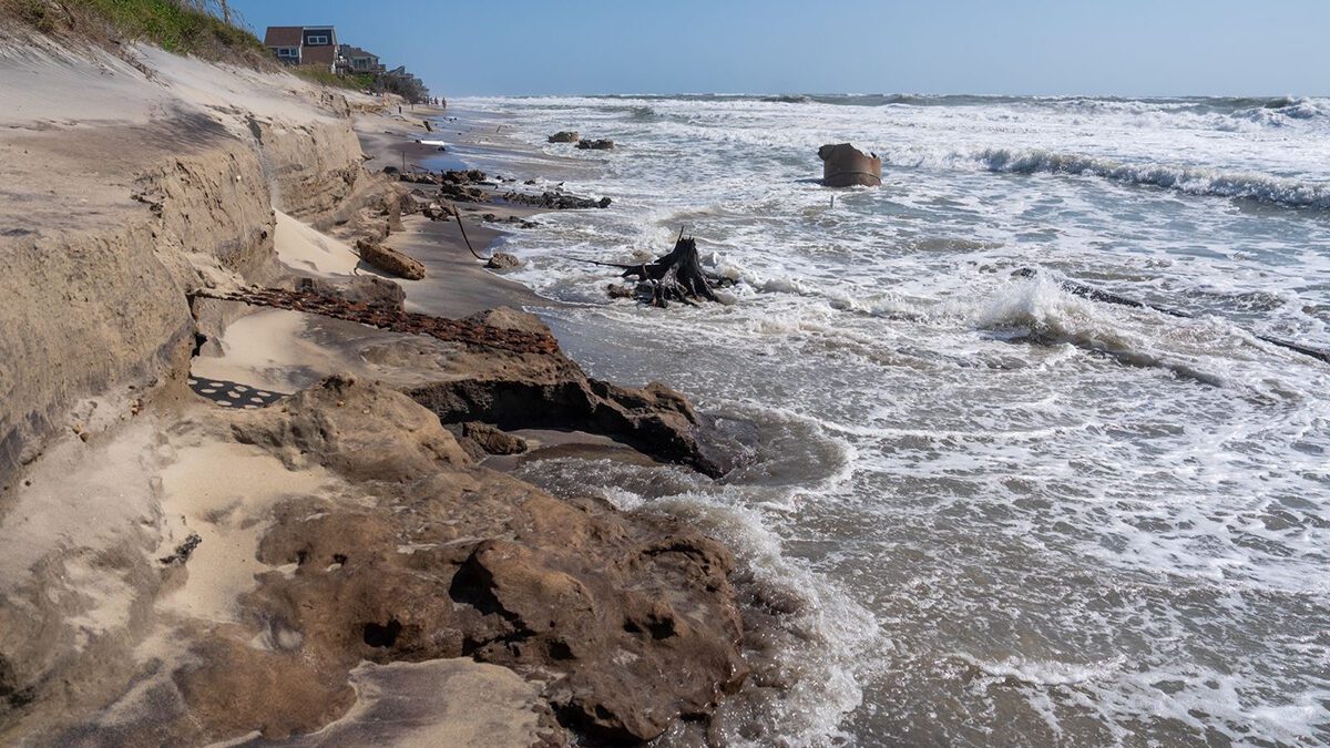 Erosion reveals more debris this week at the former military site at Buxton. Photo: Daniel Pullen