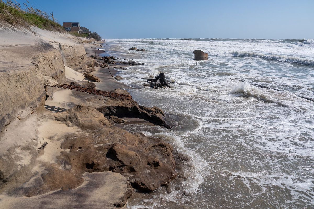 Erosion reveals more debris this week at the former military site at Buxton. Photo: Daniel Pullen