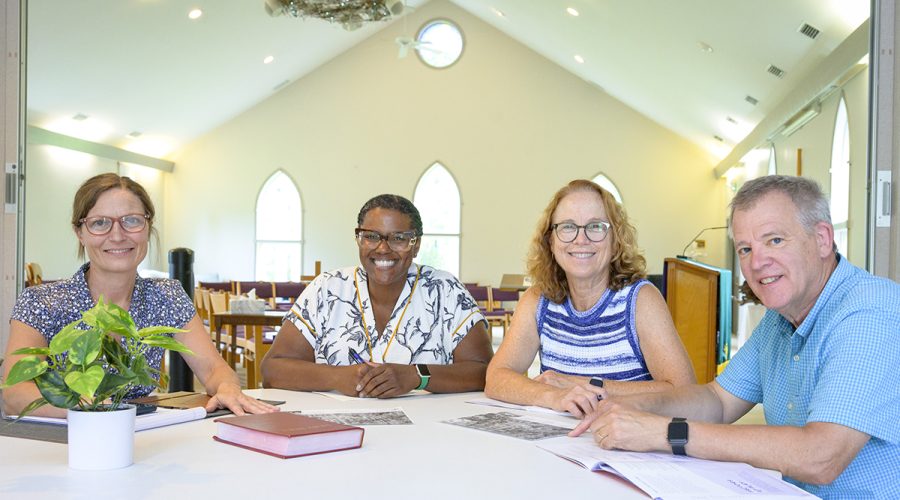 Roanoke Island Presbyterian housing committee members, from left, Dr. Blythe Hayes, Hope Guiley, Rev. Dr. Michelle Lewis, David Guiley, and Kathy Spencer. Photo courtesy of Biff Jennings. 