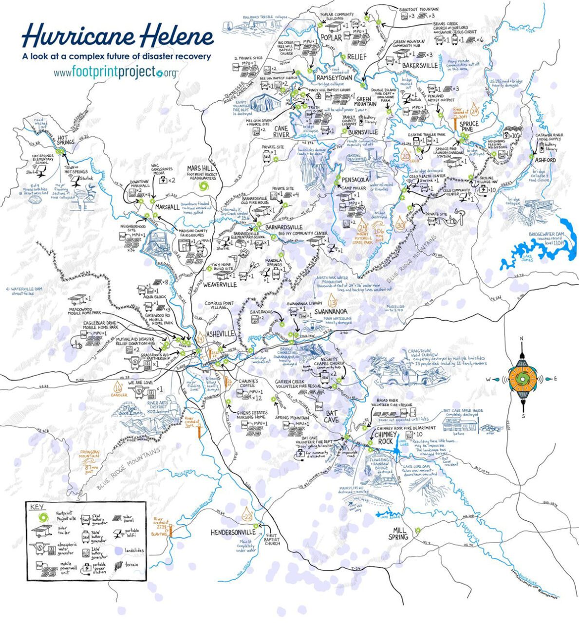 This map from Footprint Project shows where all the microgrid projects are deployed across western North Carolina.