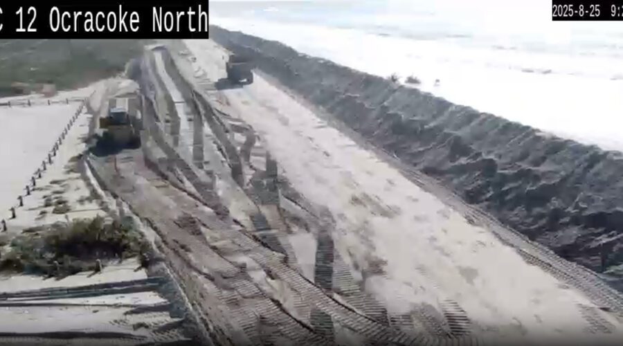 NC12 on the north end of Ocracoke remains closed at this hour.