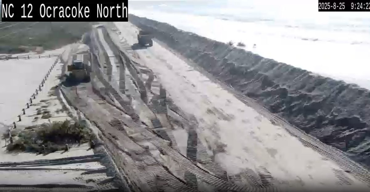 NC12 on the north end of Ocracoke remains closed at this hour.