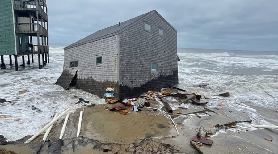 The unoccupied house at 46227 Tower Circle Road in Buxton collapsed Tuesday afternoon. Photo: National Park Service