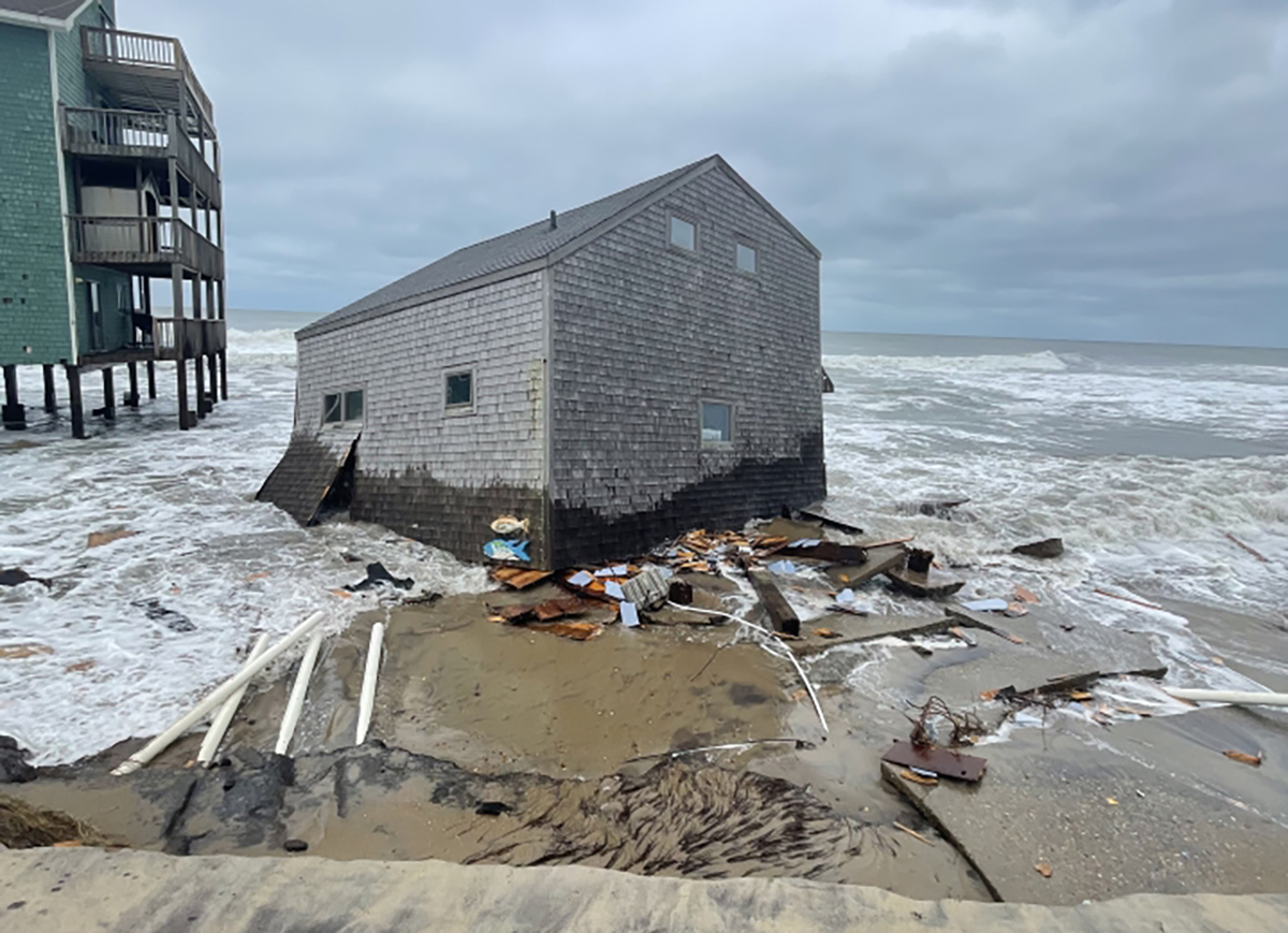 The unoccupied house at 46227 Tower Circle Road in Buxton collapsed Tuesday afternoon. Photo: National Park Service