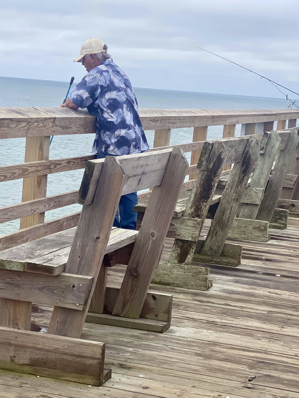 Pier fisherman James Allen of Danville, Virginia, doesn’t like to have music playing when he’s fishing, but he’s not going to get upset if someone else does. Photo: Gordon Churchill