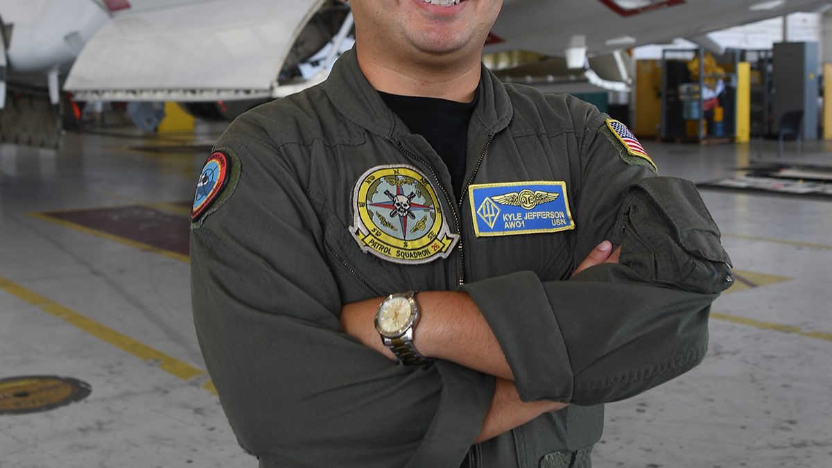 Petty Officer 1st Class Kyle Jefferson, a native of Jacksonville, North Carolina, serves the U.S. Navy assigned to Patrol Squadron (VP) 26. Photo: Mass Communication Specialist 2nd Class Andrew Hanchar