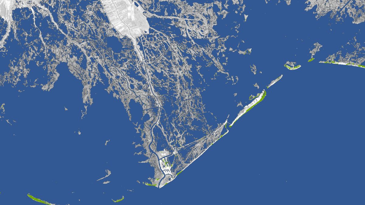 hese NOAA photos show the extent of land loss from 1932, left, and 2011. That thin strand in the 2011 photo is threatened LA-1. Port Fourchon is perched at the end of the road.
