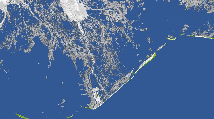 hese NOAA photos show the extent of land loss from 1932, left, and 2011. That thin strand in the 2011 photo is threatened LA-1. Port Fourchon is perched at the end of the road.
