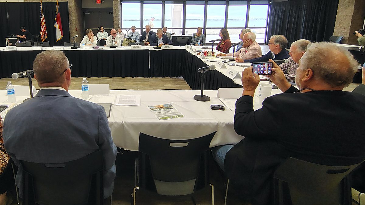 Members of the North Carolina Coastal Counties Fisheries Coalition meet last week in Morehead City. Photo: Jennifer Allen