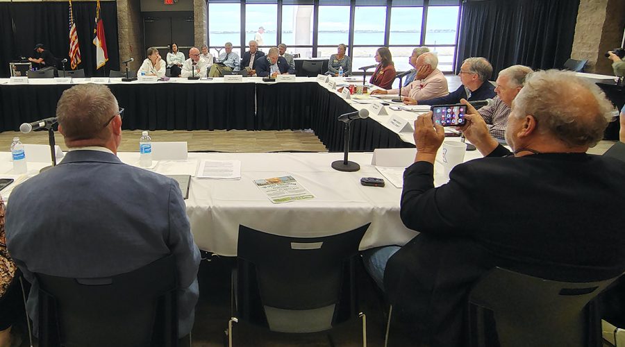 Members of the North Carolina Coastal Counties Fisheries Coalition meet last week in Morehead City. Photo: Jennifer Allen