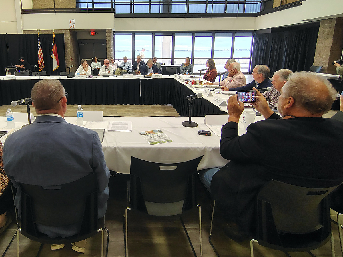 Members of the North Carolina Coastal Counties Fisheries Coalition meet last week in Morehead City. Photo: Jennifer Allen