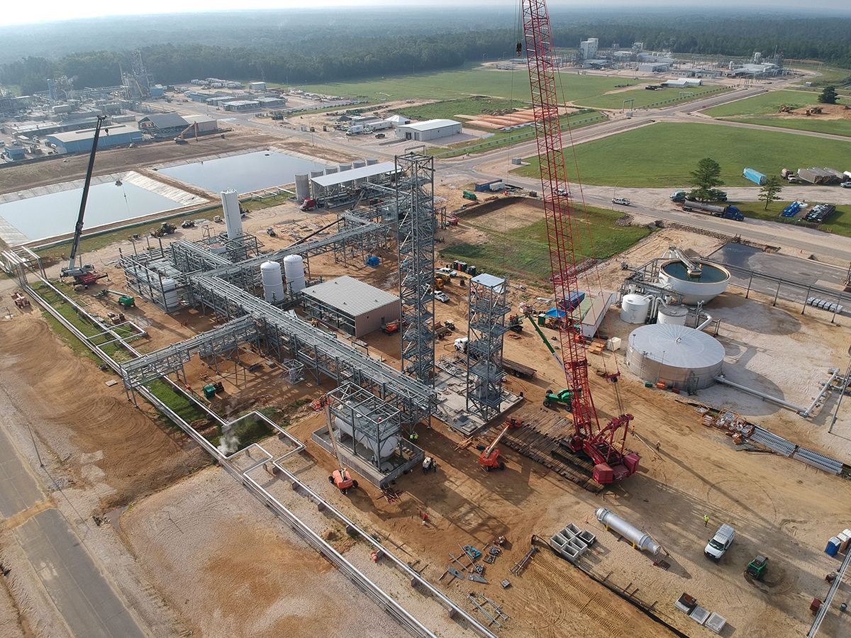 Chemours' thermal oxidizer is shown during construction in 2019. Photo: Chemours