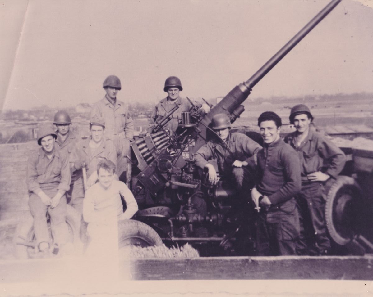 Members of the 559th AAA in Europe posing with their 40mm Bofors Gun after training at Fort Fisher. Photo: Courtesy N.C. Department of Natural and Cultural Resources