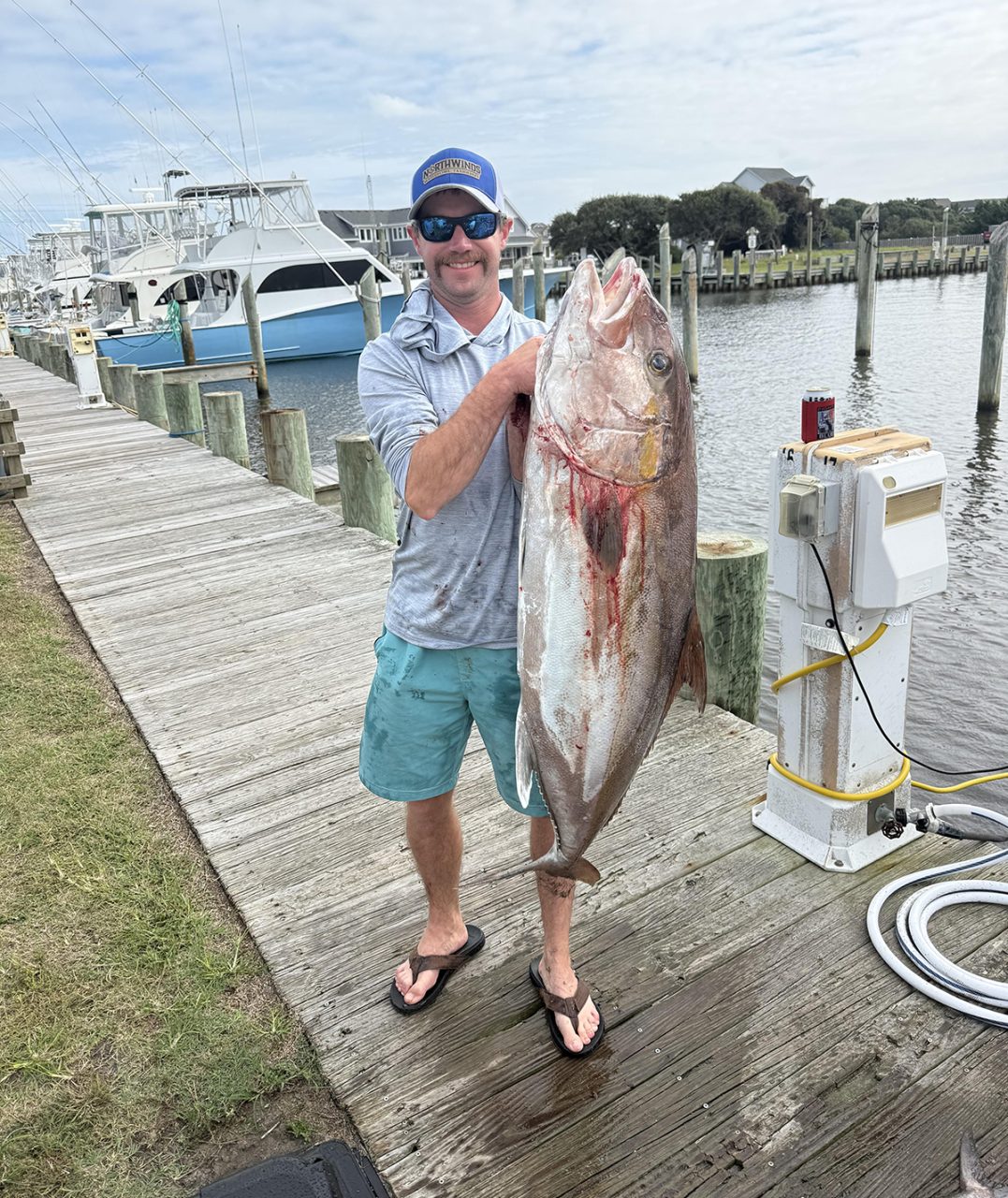 Henry Barksdale of Sutherland, Virginia, poses with his state record almaco jack. Photo: Division of Marine Fisheries