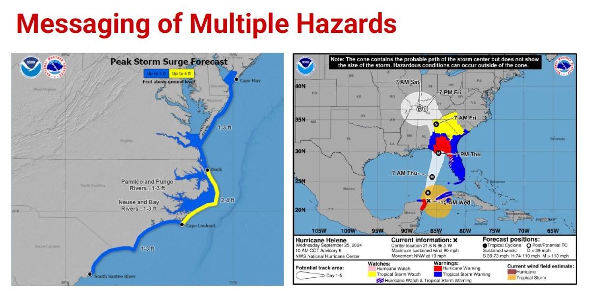 Example of the latest messaging from the National Weather Service from the PowerPoint presentation.