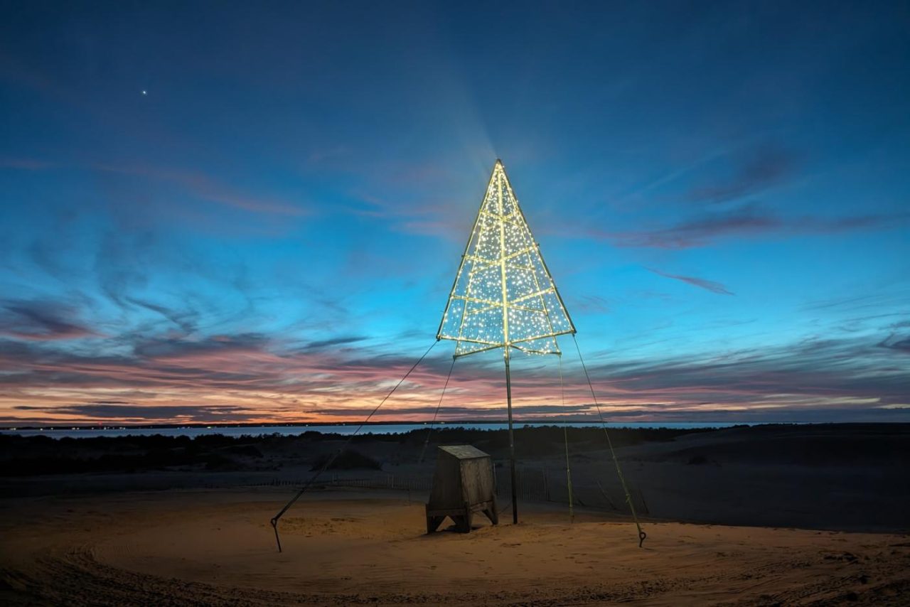 Solar-powered Christmas tree at Jockey's Ridge State Park. Photo: NCDNCR
