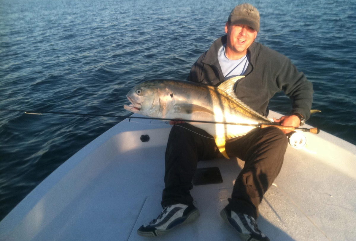 The author captured this massive crevalle jack right behind the breakers in Pine Knoll Shores. Photo: Gordon Churchill collection