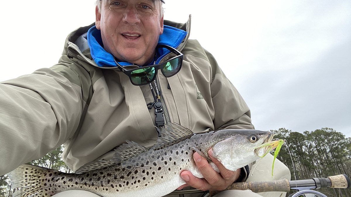 The author shows off a nice speck caught on an unnamed but nearby creek. Photo: Gordon Churchill