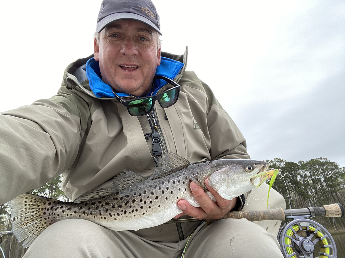 The author shows off a nice speck caught on an unnamed but nearby creek. Photo: Gordon Churchill