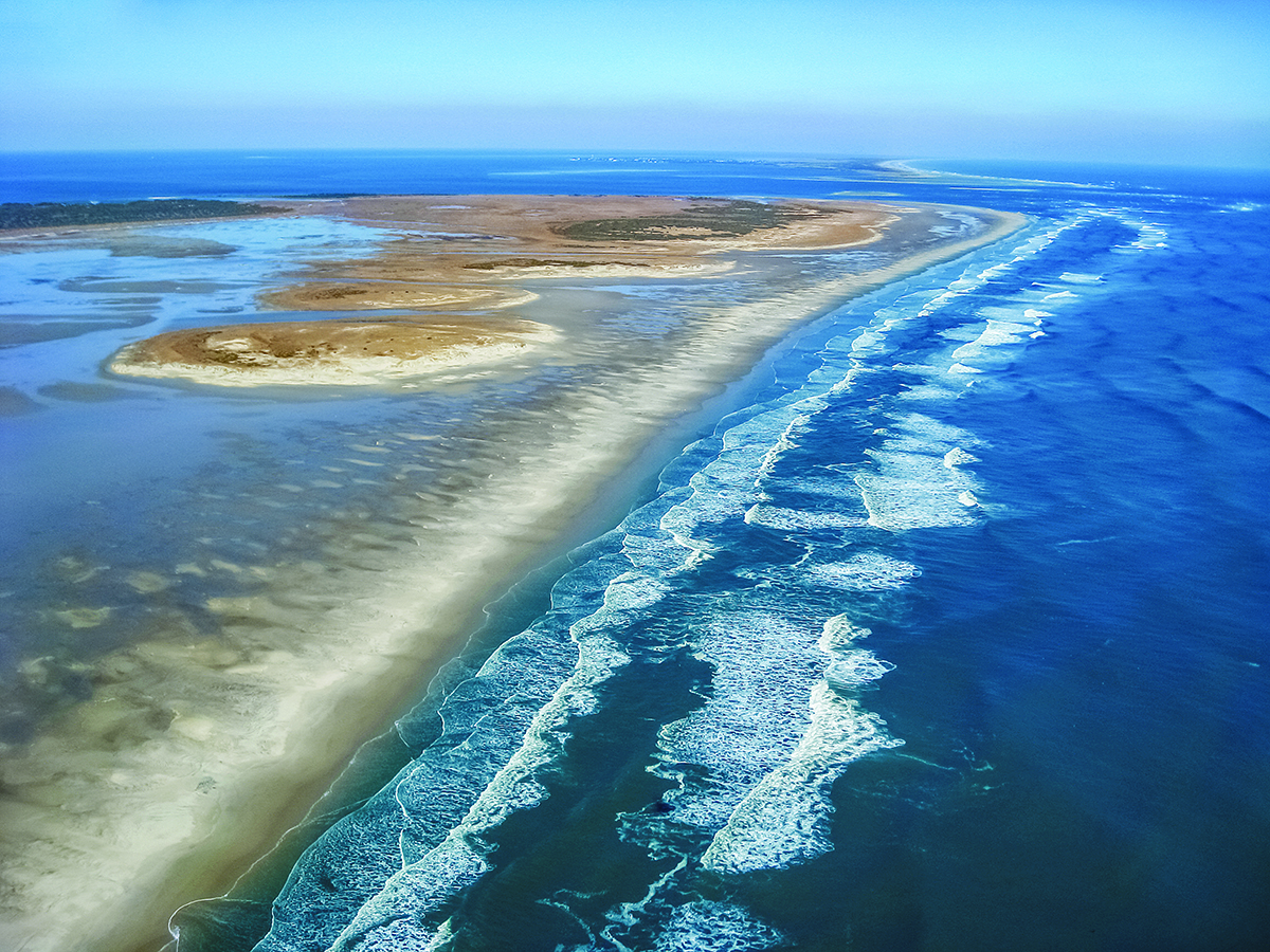 Drum Inlet, part of the Cape Lookout National Seashore, is shown from above. Photo: Stan Riggs
