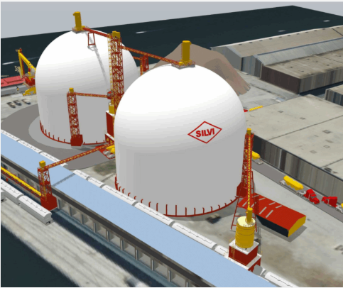 A mock-up of the new bulk cement import terminal expected to open in 2027 at the Port of Morehead City. Source: N.C. Ports