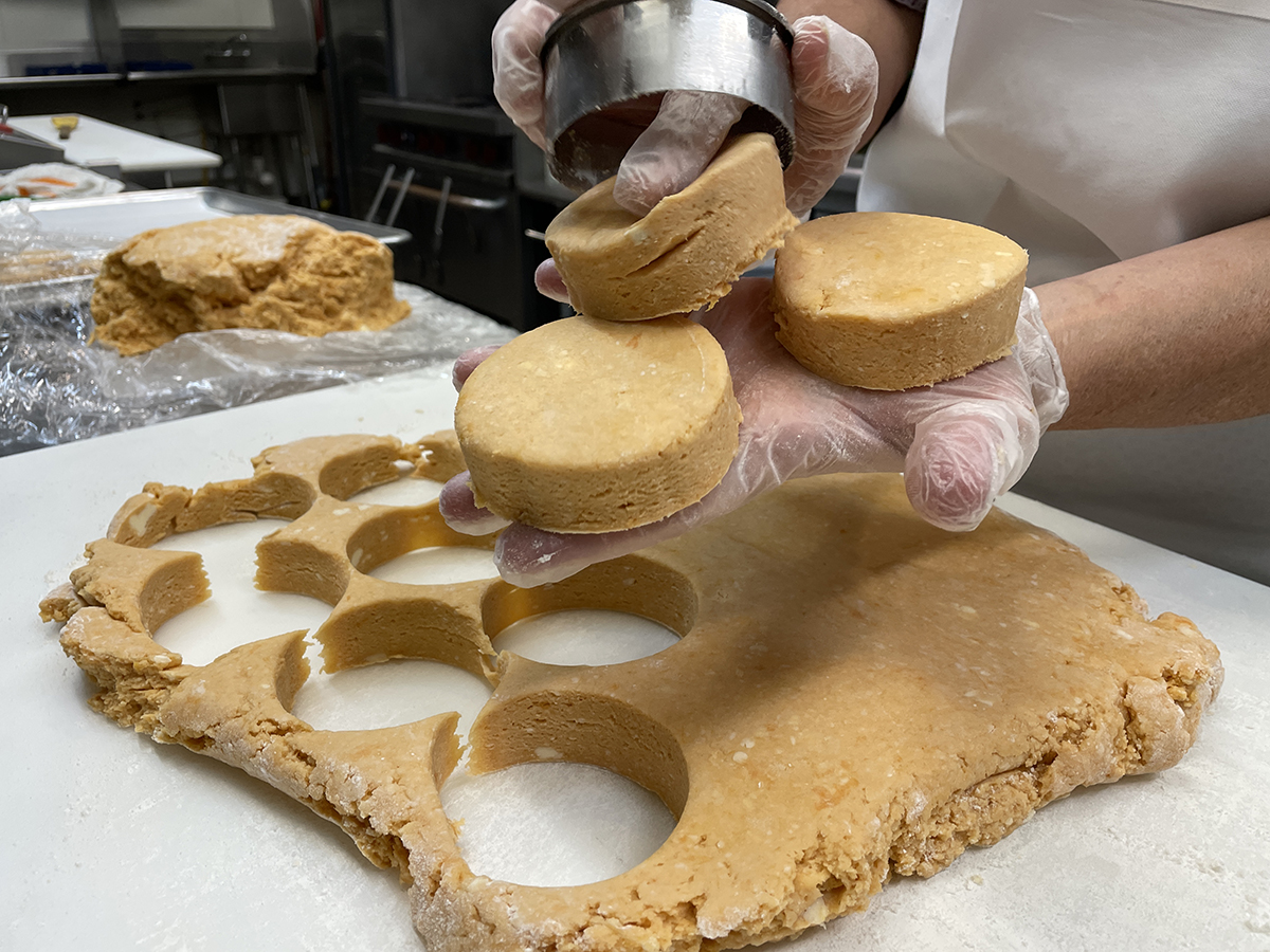 Chefs at Taylor’s Oak Restaurant in Camden cut biscuits by hand. Photo: Liz Biro