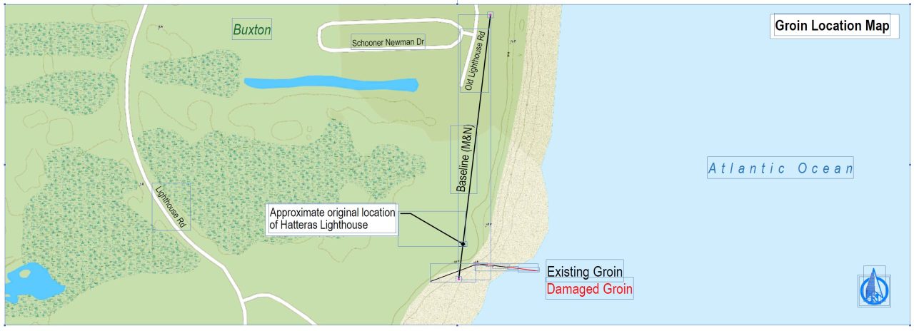 Buxton groin location map, courtesy Dare County.