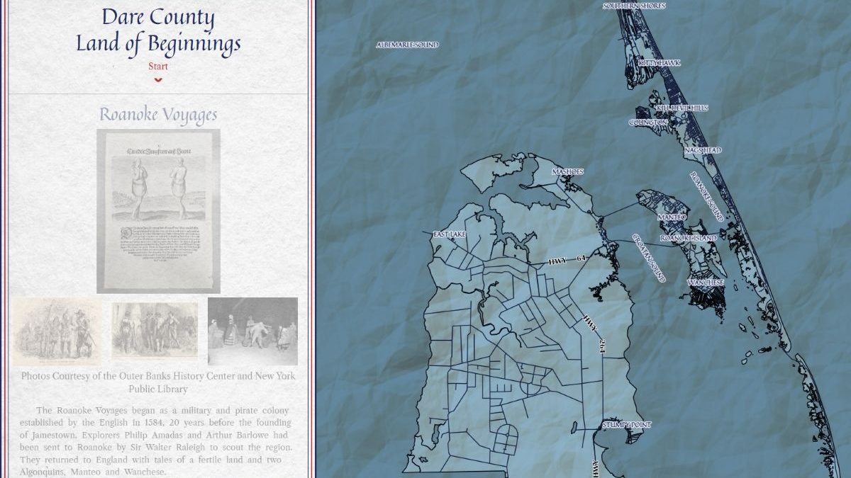 The landing page for Dare County's interactive map, "Land of the Beginnings" was released earlier this month as part of the county's 250th celebration of the signing of the declaration of Independence.