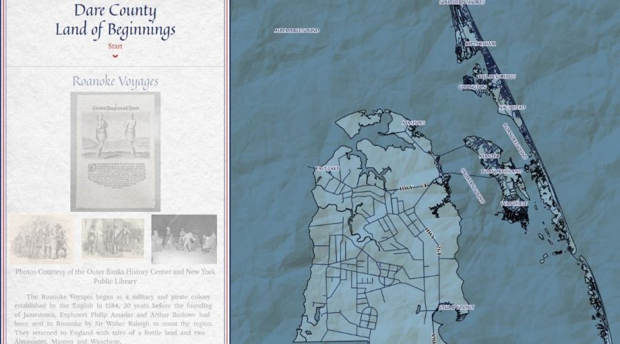 The landing page for Dare County's interactive map, "Land of the Beginnings" was released earlier this month as part of the county's 250th celebration of the signing of the declaration of Independence.