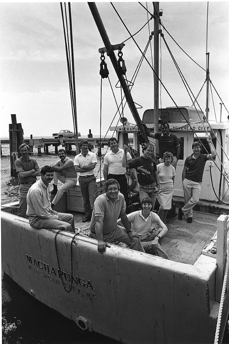 North Carolina Sea Grant Extension staff posed for this 1980s photo. Courtesy Allen Weiss/N.C. Sea Grant
