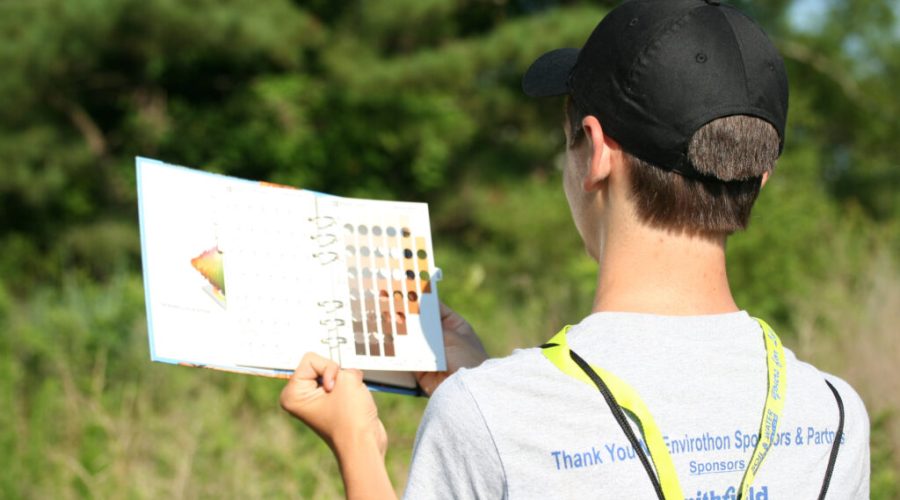 A past Resource Conservation Workshop youth explores soil color. Photo: N.C. State