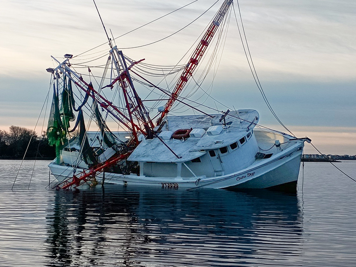 The Claire Skye, an abandoned vessel in Holly Ridge, is on the list to be removed with grant funds through BoatUS Foundation. Photo: N.C. Coastal Federation